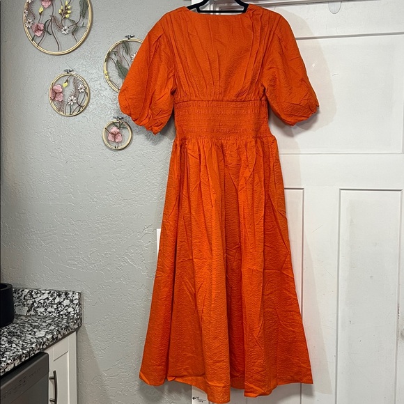 AYR THE EXTRA EXTRA DRESS COTTON PEPLIN ORANGE MAXI DRESS SIZE LARGE - Picture 5 of 13